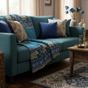 Blue elephants fleece blanket