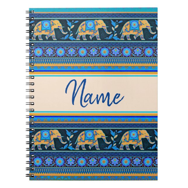 Blue elephants Personalised Notebook (Front)