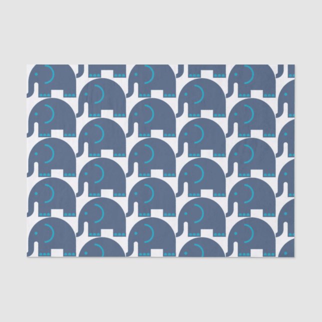 Blue Elephants Tissue Paper (Front)