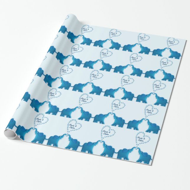 blue elephants wrapping paper (Unrolled)