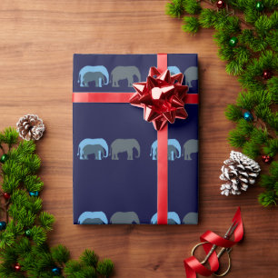 Blue Elephants Wrapping Paper
