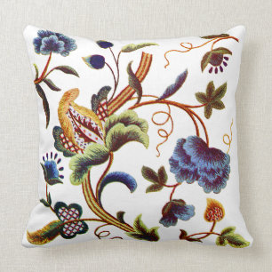 Blue Elizabethan Faux Embroidery Pillow