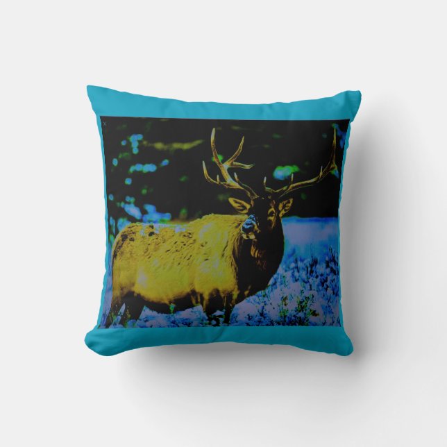Blue Elk Cushion (Front)