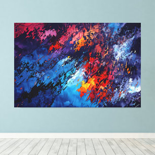 Blue Ember Blue Red Contemporary Abstract Art Canvas Print