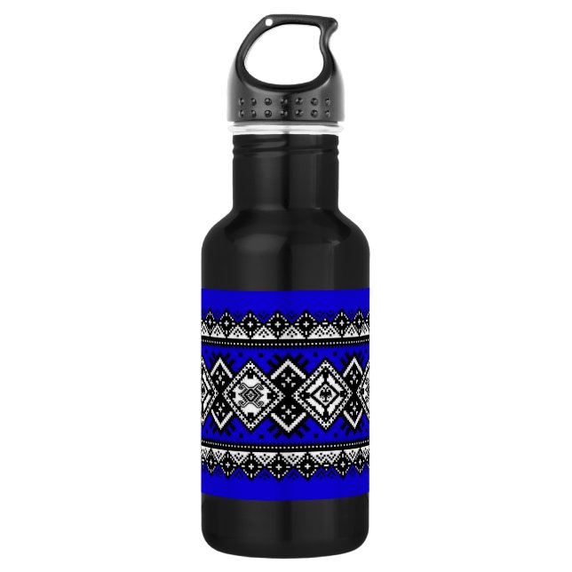 Blue Embroidery 532 Ml Water Bottle (Front)