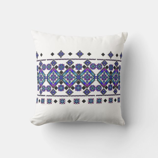 Blue Embroidery double-sided Cushion (Front)
