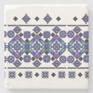 Blue Embroidery Stone Coaster