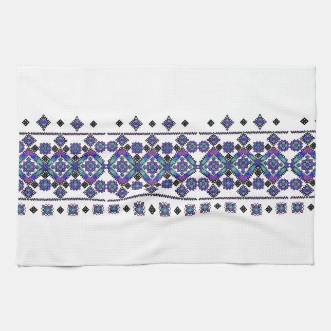 Blue Embroidery Tea Towel (Horizontal)