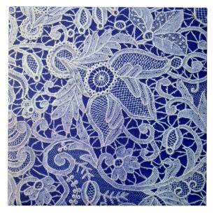 Blue embroidery tile