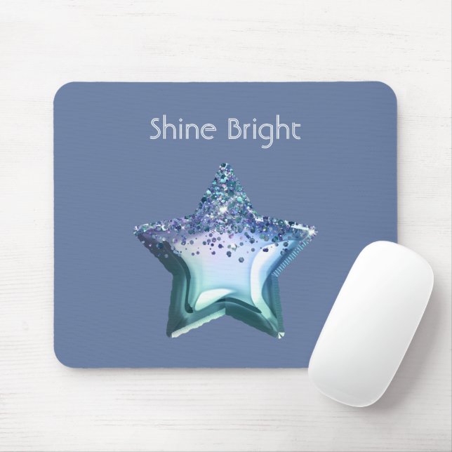 Blue Emerald Green Purple Glitter Star Mouse Mat (With Mouse)