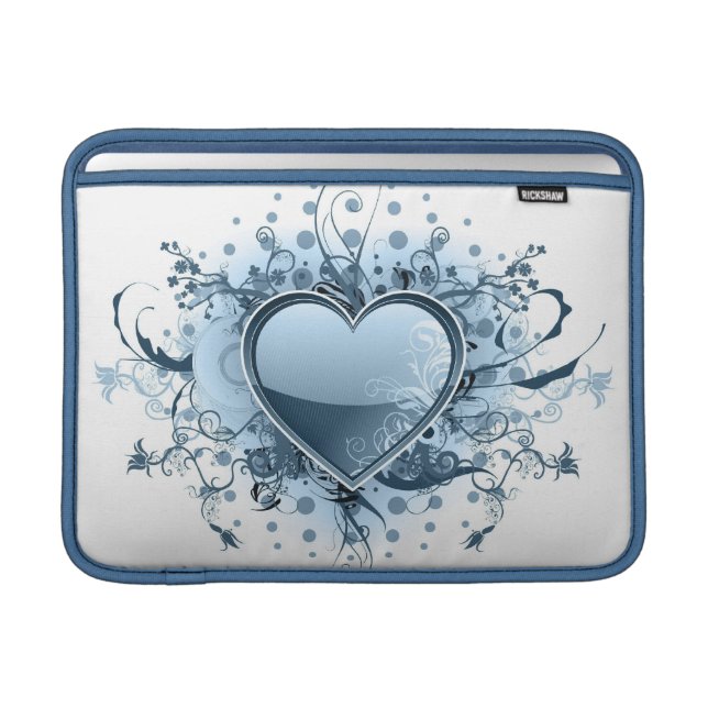 Blue Emo Heart 13" MacBook Sleeve (Front Device)