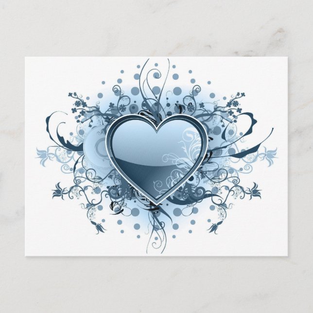 Blue Emo Heart  Postcard (Front)