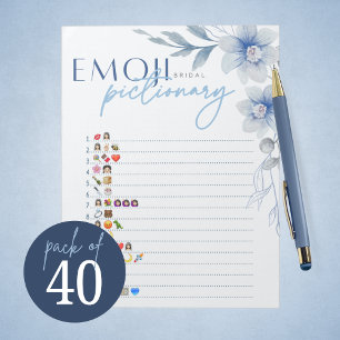 Blue Emoji Pictionary Bridal Shower Game Pack Notepad