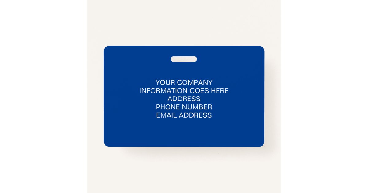 Blue Employee Name Badge with Logo and QR Code ID Badge Zazzle