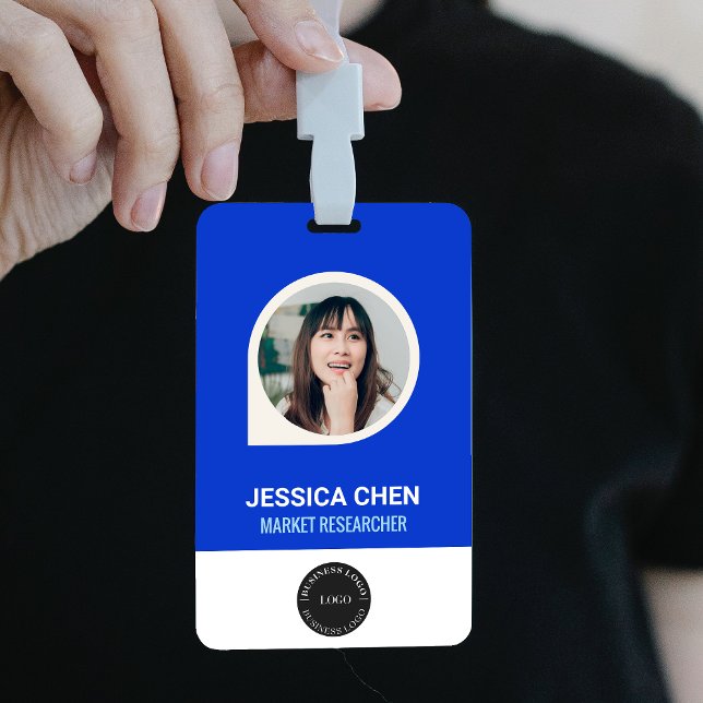 Blue Employee Photo ID Card, Bar Code, Logo, Name ID Badge (Creator Uploaded)