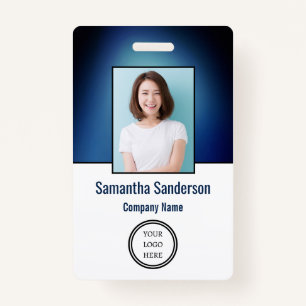 Blue Employee Photo ID Small Business Logo ID Badge
