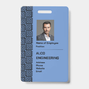 Blue Employee Photo Security Badge - Vertical ID Badge