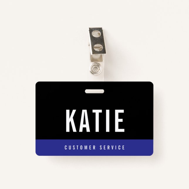 Blue Employee Staff ID Company Logo  ID Badge (Front with Clip)
