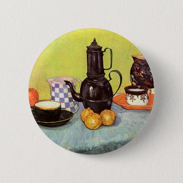 Blue Enamel Coffeepot by Vincent van Gogh 6 Cm Round Badge (Front)