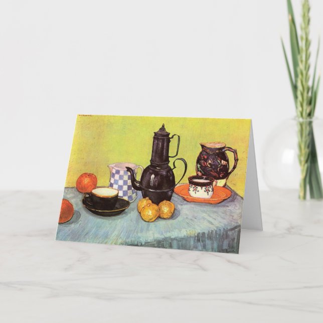 Blue Enamel Coffeepot by Vincent van Gogh Card (Front)