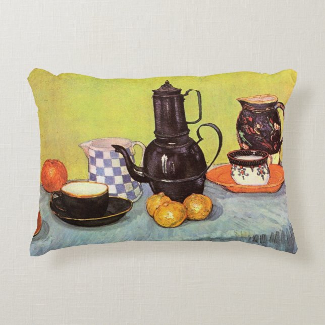 Blue Enamel Coffeepot by Vincent van Gogh Decorative Cushion (Front)