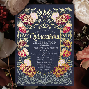 Blue Enchanted Garden Floral Quinceanera 
