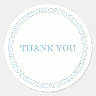 Blue Encircled Round Thank You Stickers