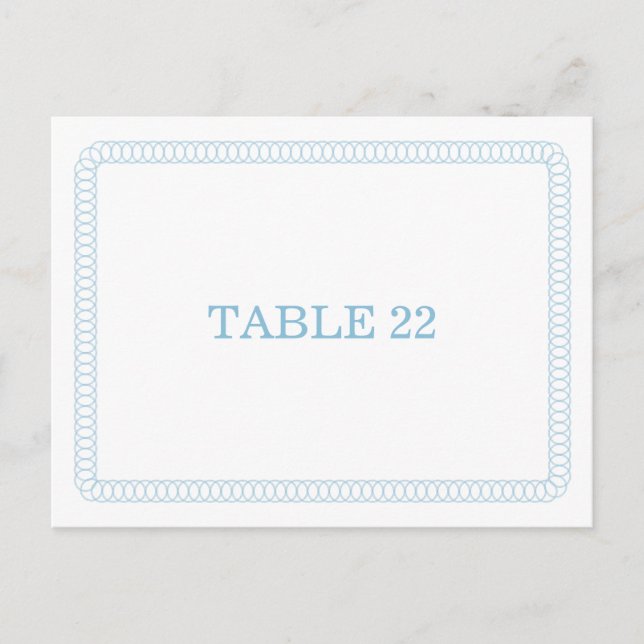 Blue Encircled Rounded Table Number Postcard (Front)