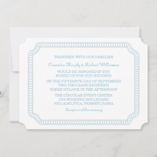 Blue Encircled Ticket Wedding Invite