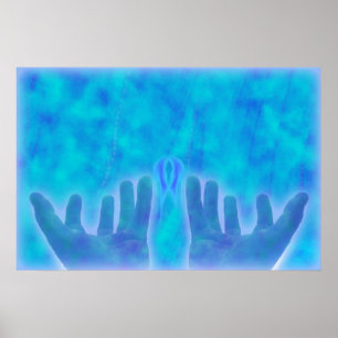 blue energy healing hands by healing love poster