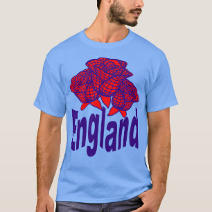 Blue England Text With Abstract English Rose T-Shirt