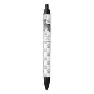 Blue English Staffie Cute Cartoon Dog & Name Black Ink Pen