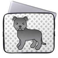 Blue English Staffie Cute Cartoon Dog & Paws