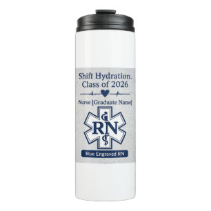 Blue Engraved RN Nurse Graduation Tumbler Class