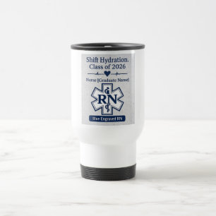 Blue Engraved RN Nurse Graduation Tumbler   Class  Travel Mug