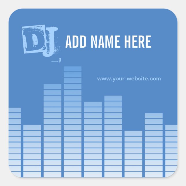 Blue Equalizer Square Sticker (Front)