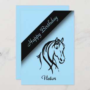 Blue Equine Birthday Party Invitation 
