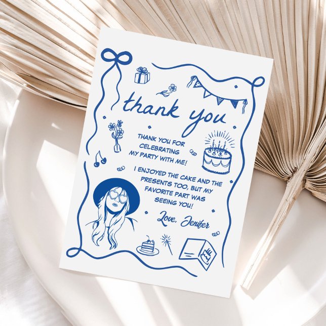 Blue Eras Birthday Party  Thank You Card (Creator Uploaded)