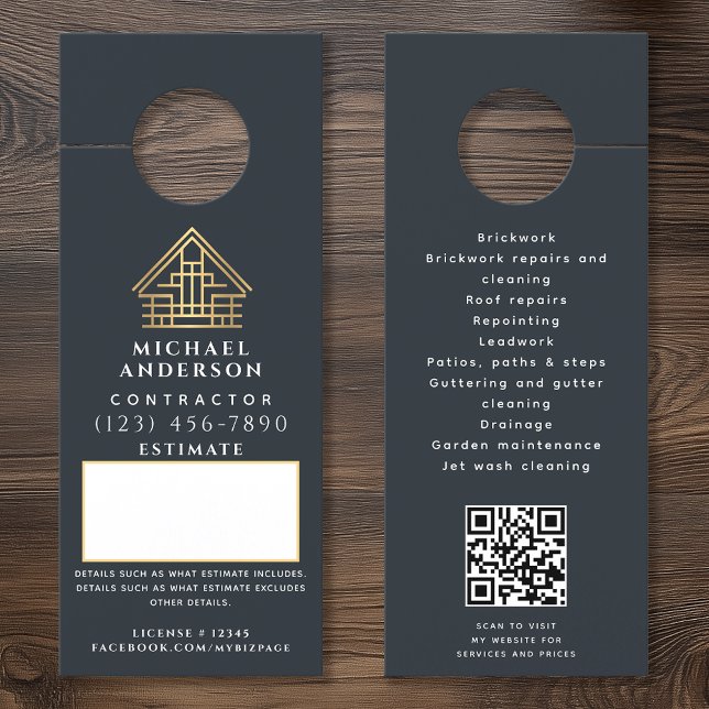 Blue Estimate Quote Builder Construction QR Code Door Hanger (Creator Uploaded)