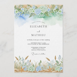 Blue Ethereal Flourish Wedding Invitation