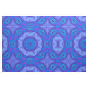 Blue Ethnic Boho Abstract Mosaic Geometric Pattern Fabric
