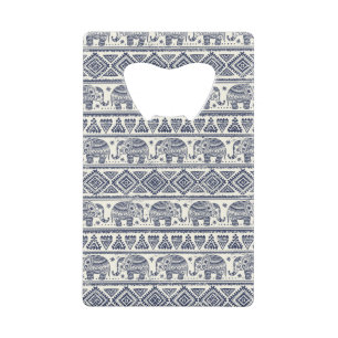 Blue Ethnic Elephant Pattern