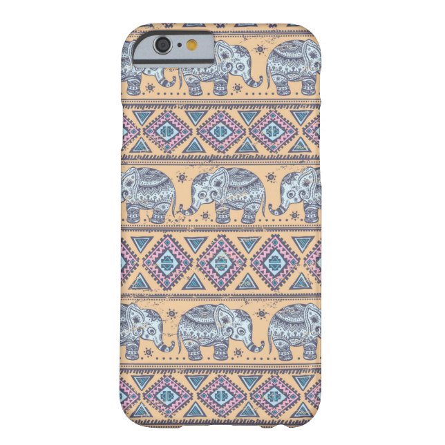 Blue Ethnic Elephant Tribal Pattern Case-Mate iPhone Case (Back)