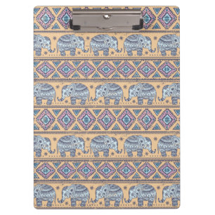 Blue Ethnic Elephant Tribal Pattern Clipboard