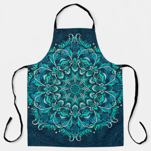 Blue ethnic mandala. Raster copy Apron