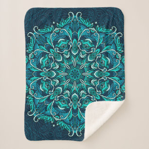 Blue ethnic mandala. Raster copy Sherpa Blanket