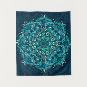 Blue ethnic mandala. Raster copy Tapestry