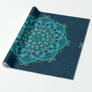 Blue ethnic mandala. Raster copy Wrapping Paper