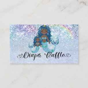 Blue Ethnic Mermaids Under the Sea Diaper Raffle  Enclosure Card