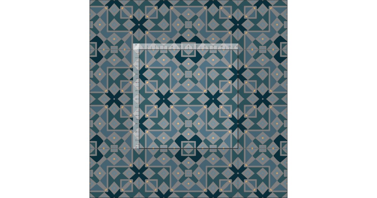 Blue Ethnic Patchwork Mosaic Geometric Pattern Fabric | Zazzle